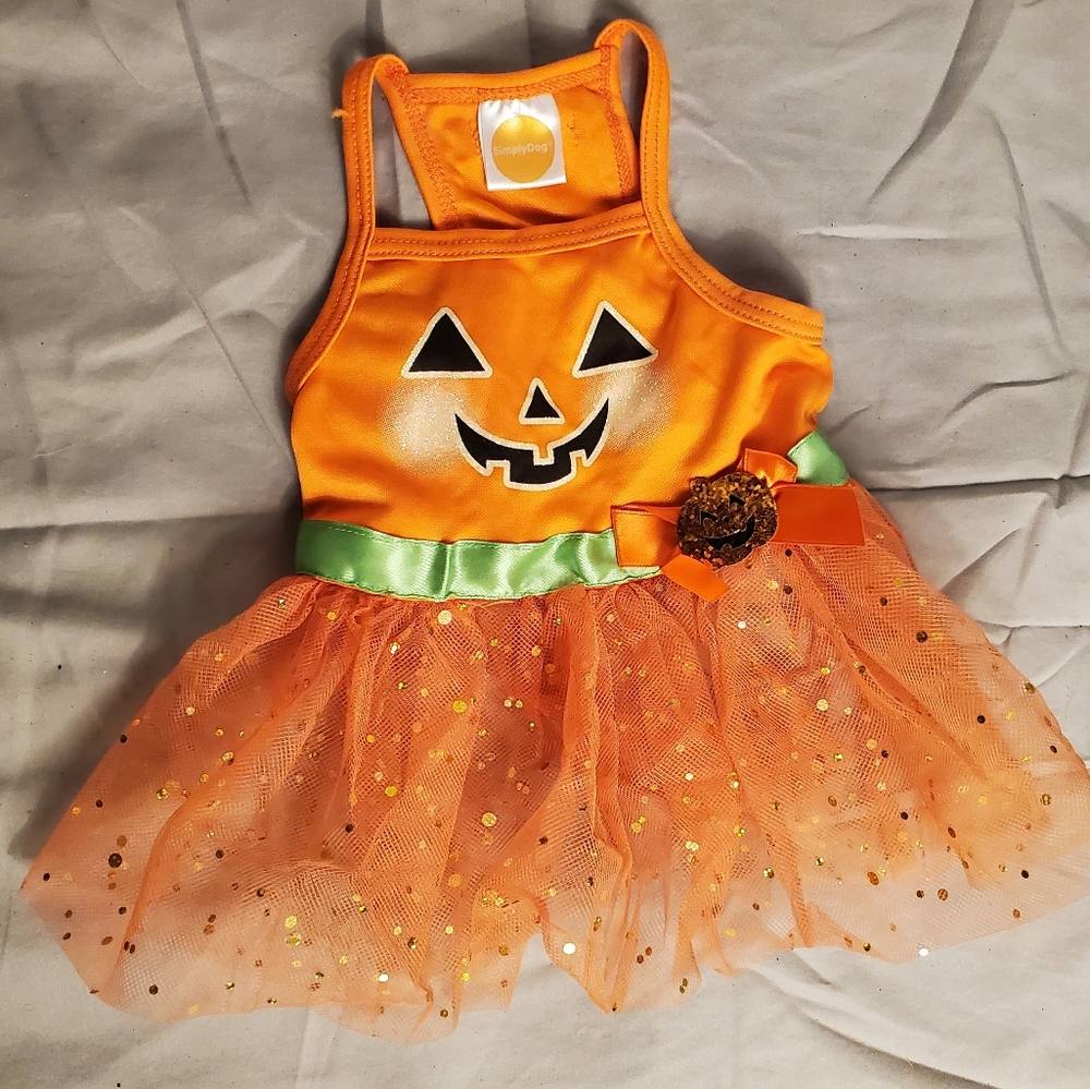 Simply Dog Halloween Pumpkin W/Tutu Costume Dog/Cat/Farm Animal Small
